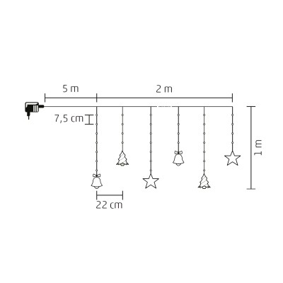 Perdea de lumini microLED alb rece, 10x figurine - KAF 11/WH